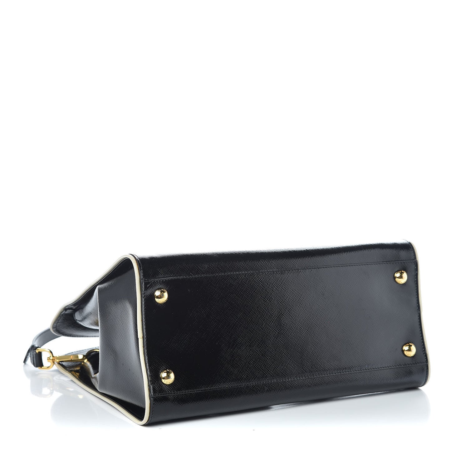 Saffiano Vernice Shopping Tote Black White