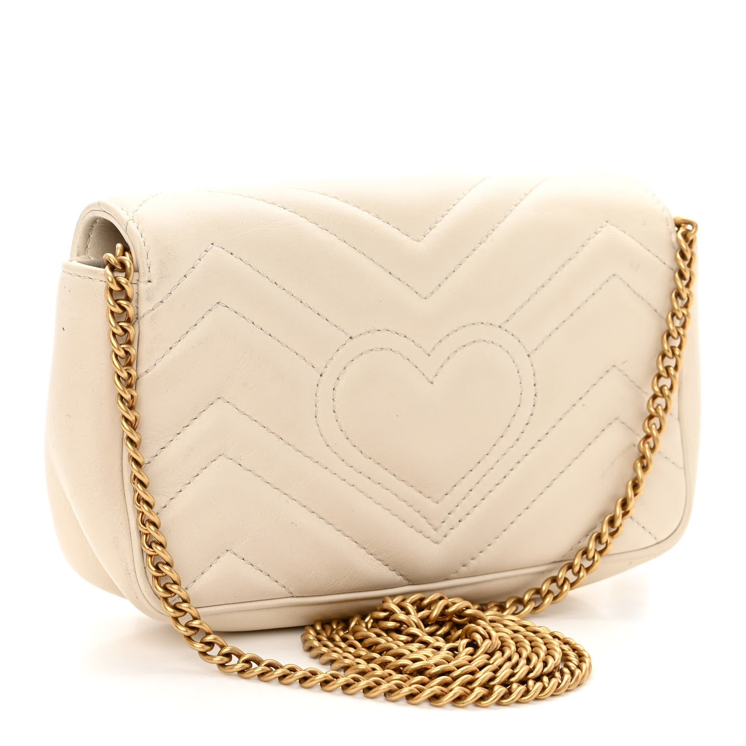Gucci Calfskin Matelasse Super Mini GG Marmont Shoulder Bag White 3 of 9