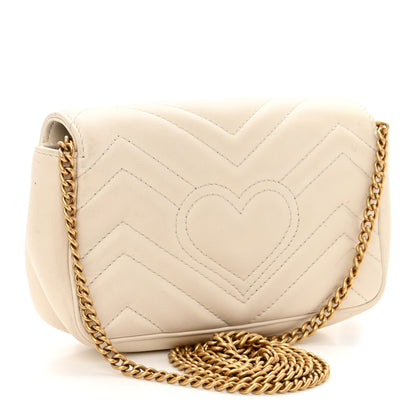 Gucci Calfskin Matelasse Super Mini GG Marmont Shoulder Bag White 3 of 9