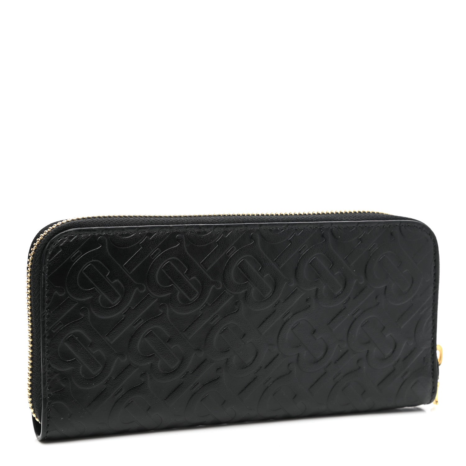 Burberry Calfskin Embossed Monogram Zip Around Wallet Black 3 of 7