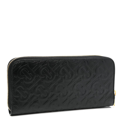 Burberry Calfskin Embossed Monogram Zip Around Wallet Black 3 of 7