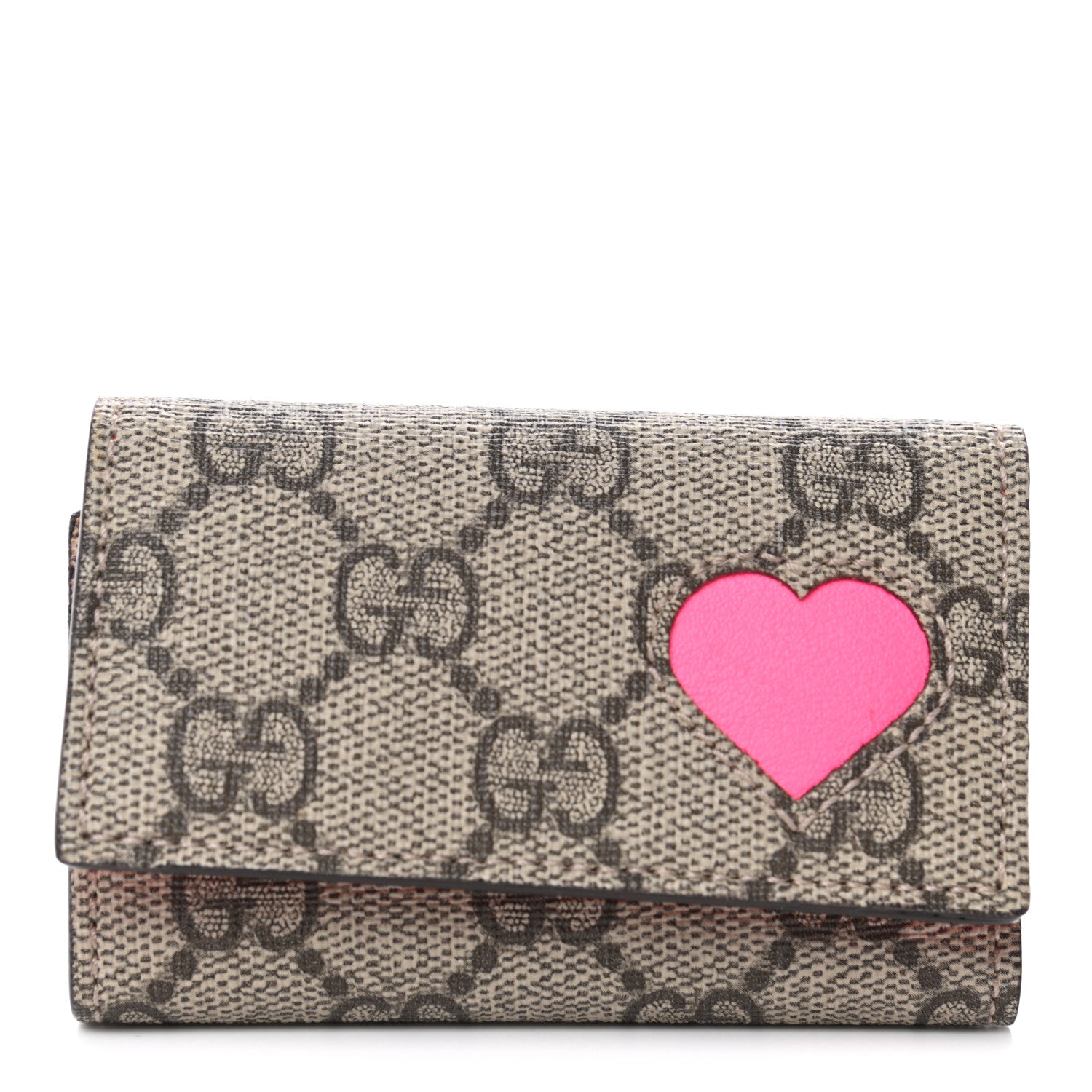 Gucci GG Supreme Monogram Heart 6 Key Holder Case Fuchsia 1 of 4