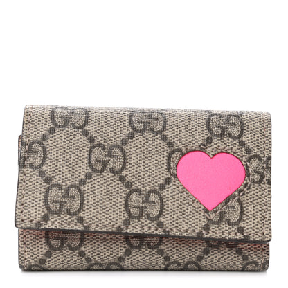 Gucci GG Supreme Monogram Heart 6 Key Holder Case Fuchsia 1 of 4
