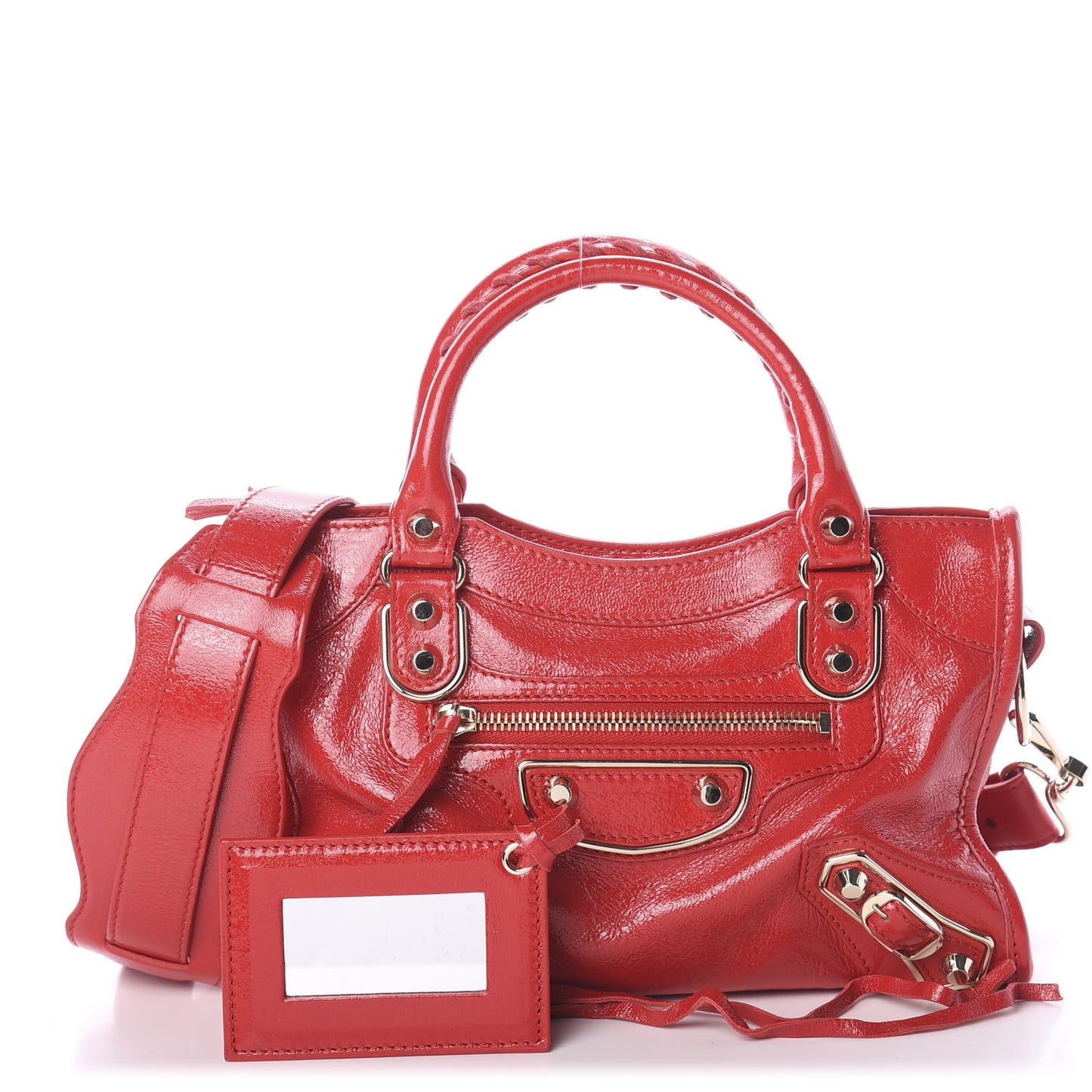 Chevre Gold Metallic Edge Hardware Mini City Rouge Grenade