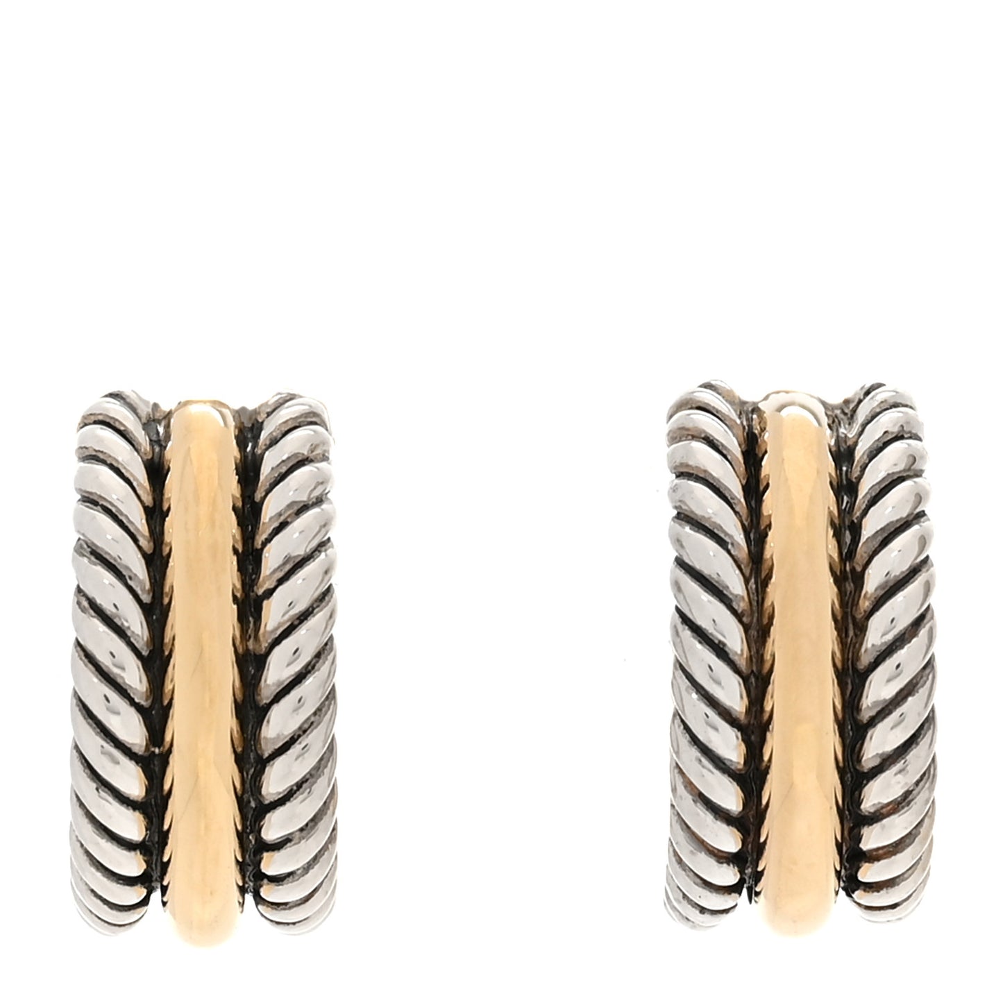 Sterling Silver 14K Yellow Gold 16mm Cable Classics Hoop Earrings