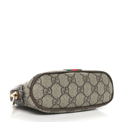 Gucci GG Supreme Monogram Textured Calfskin Web Medium Ophidia Cosmetic Case Beige Ebony New Acero 4 of 11