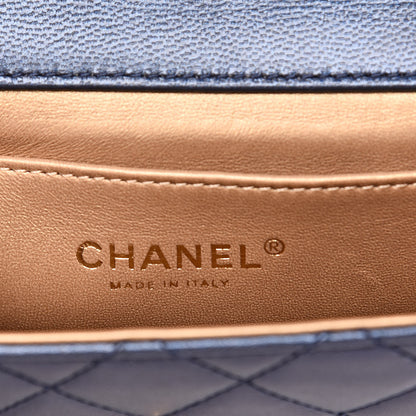 Chanel Iridescent Lambskin Quilted Chic Pearls Flap Navy Blue 6 of 12