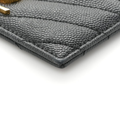 Saint Laurent Grain De Poudre Matelasse Chevron Monogram Credit Card Case Black 12 of 16
