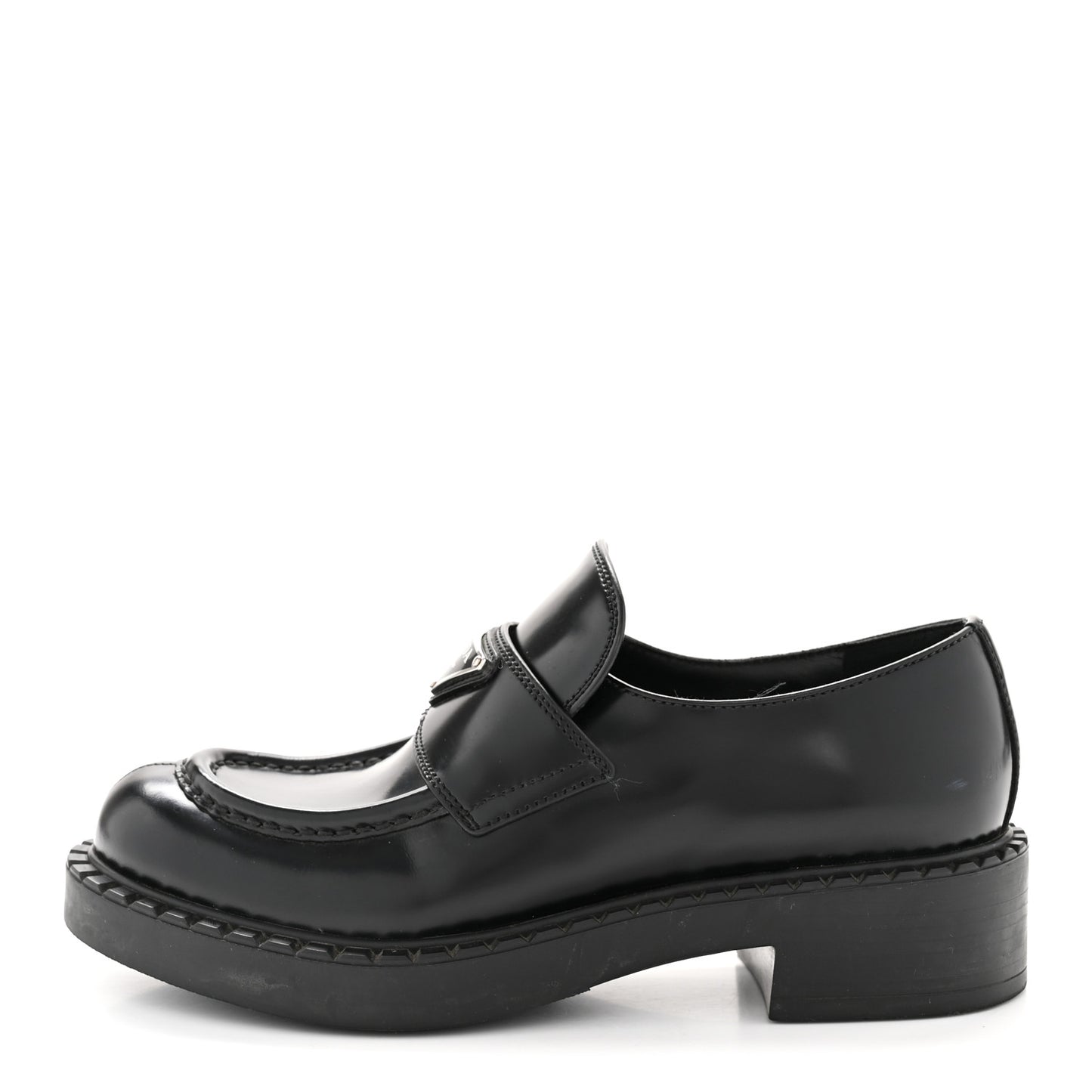 Spazzolato Metal Triangle Logo 50mm Loafers 36.5 Black