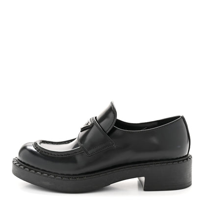 Prada Spazzolato Metal Triangle Logo 50mm Loafers 36.5 Black 3 of 27