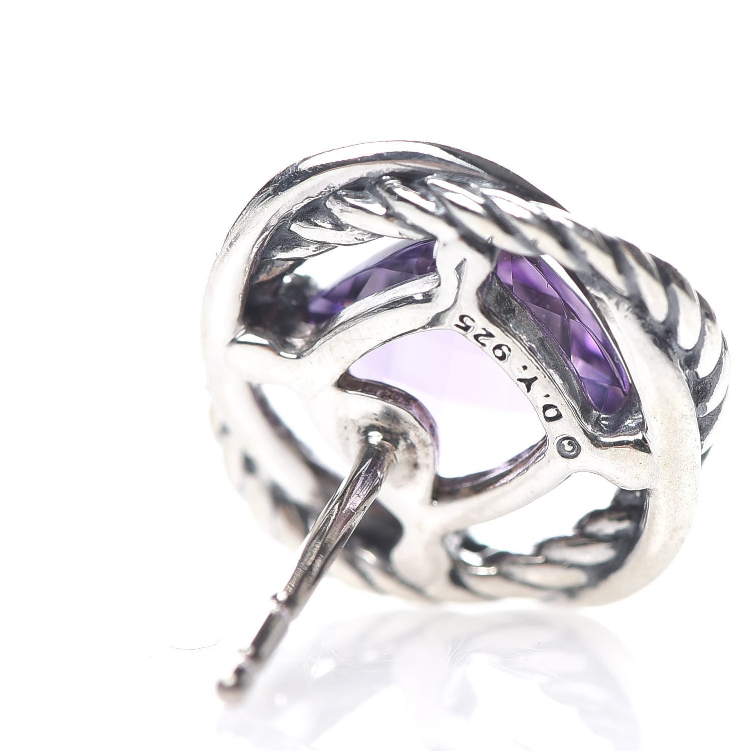 David Yurman Sterling Silver Amethyst 7mm Infinity Earrings 4 of 4