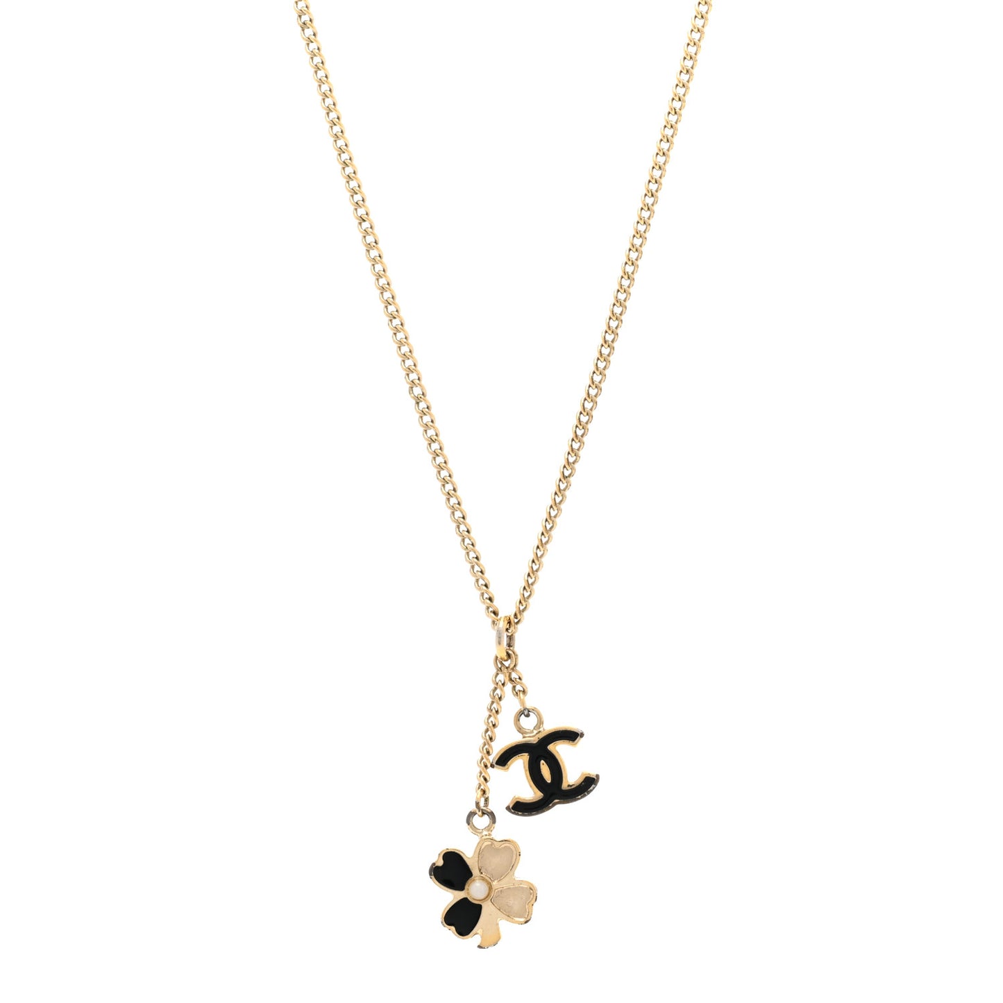Enamel CC Camelia Necklace Gold Black