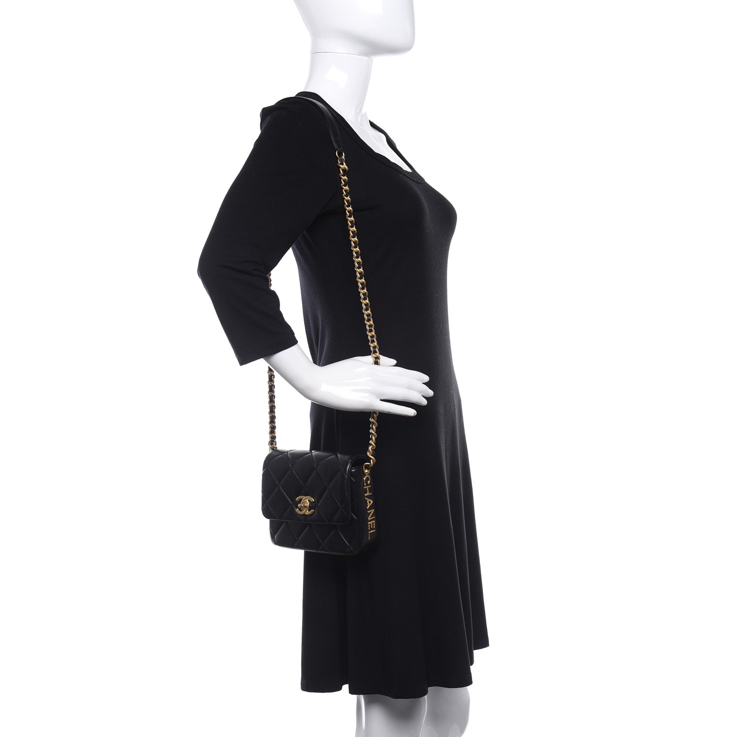 Chanel Lambskin Quilted Mini Side Note Flap Black 2 of 11