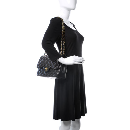 Chanel Lambskin Quilted Jumbo Double Flap Black 2 of 8
