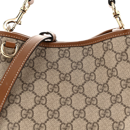 Gucci GG Supreme Monogram Emblem Small Shoulder Bag Beige Ebony Sundial 8 of 12
