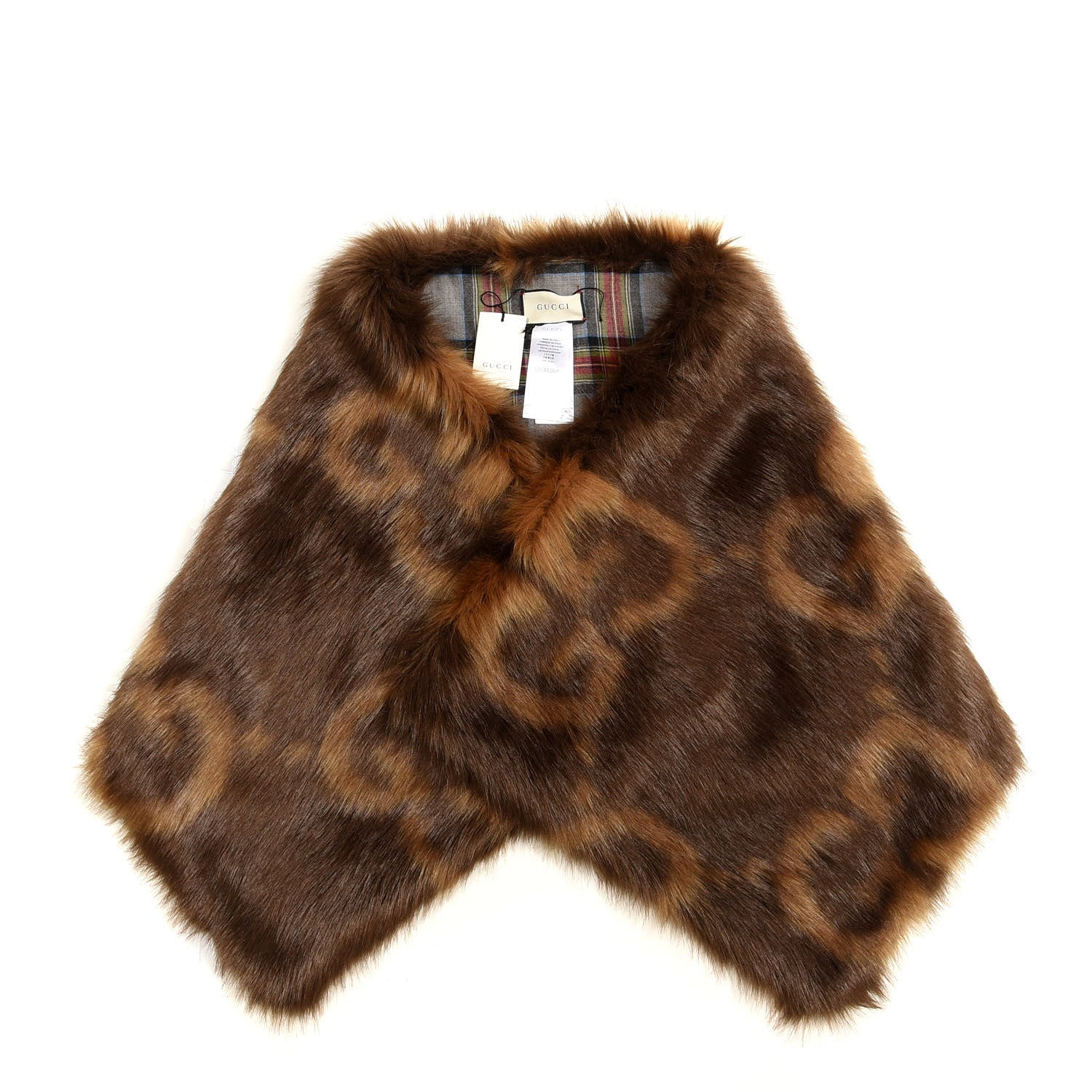 Gucci GG Eco Faux Fur Stole Brown 1 of 4