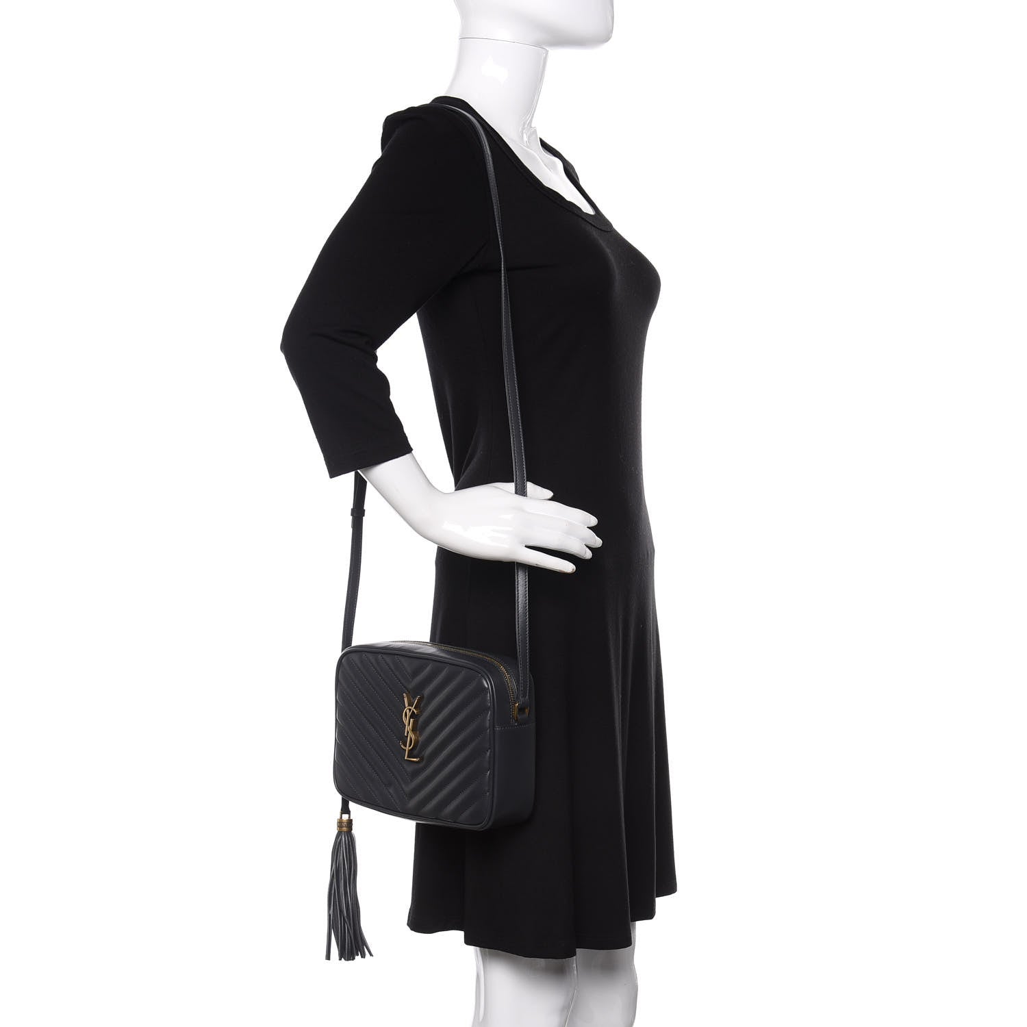Saint Laurent Calfskin Matelasse Monogram Lou Camera Bag Asphalt 2 of 11