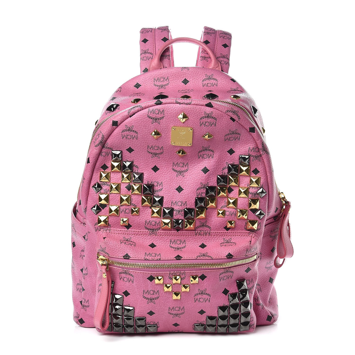 MCM Visetos Studded Medium Stark M Backpack Pink 1 of 12