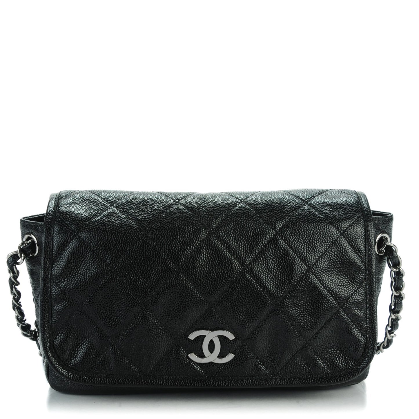 Grained Calfskin Medium Natural Beauty Messenger Black