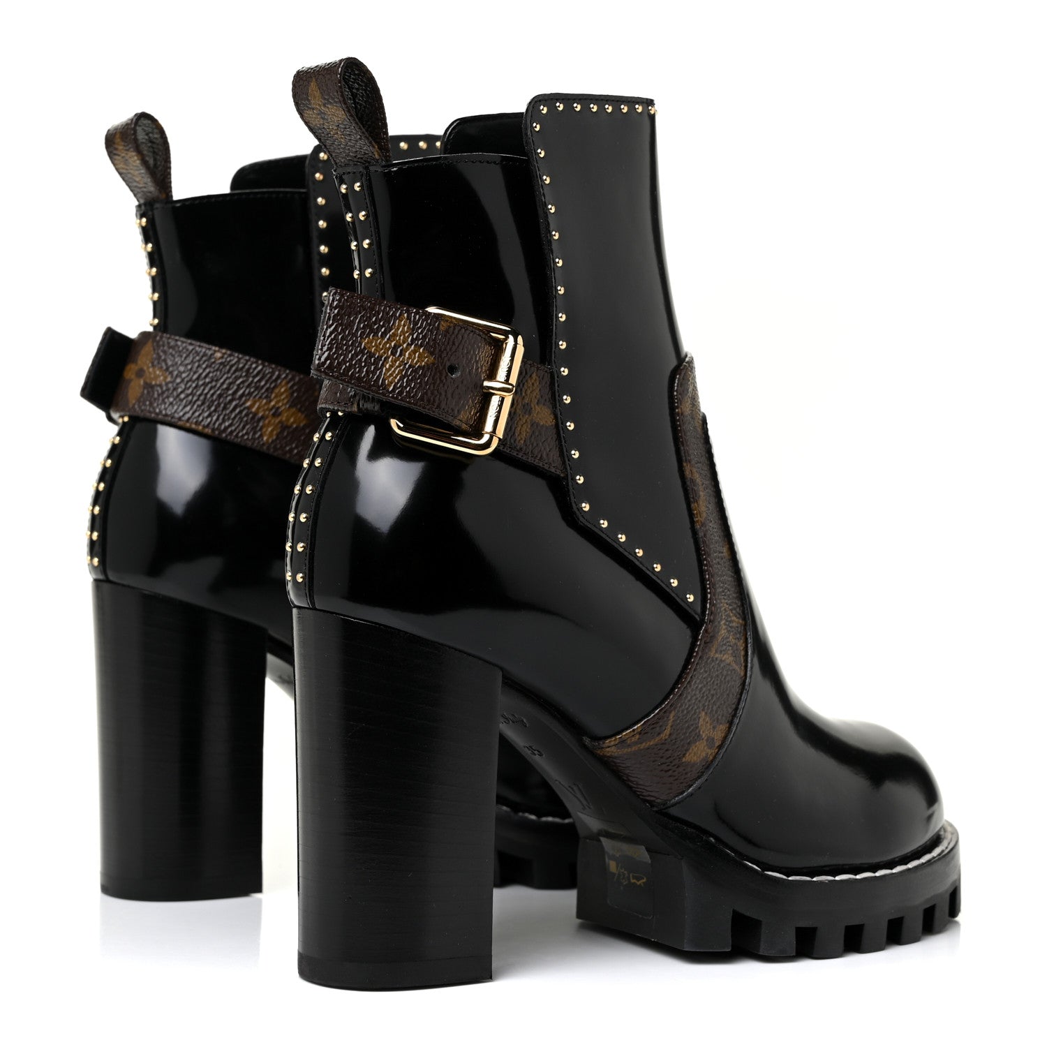 Louis Vuitton Glazed Calfskin Monogram Star Trail Ankle Boots 35 Black 5 of 9