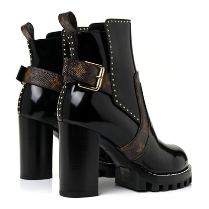 Louis Vuitton Glazed Calfskin Monogram Star Trail Ankle Boots 35 Black 5 of 9