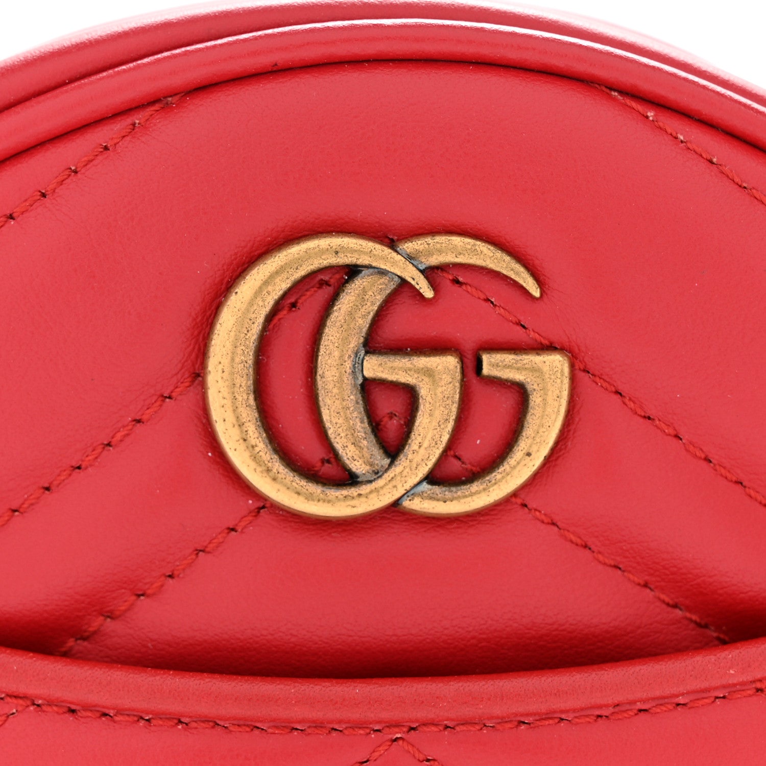 Gucci Calfskin Matelasse GG Marmont Round Wrist Wallet Hibiscus