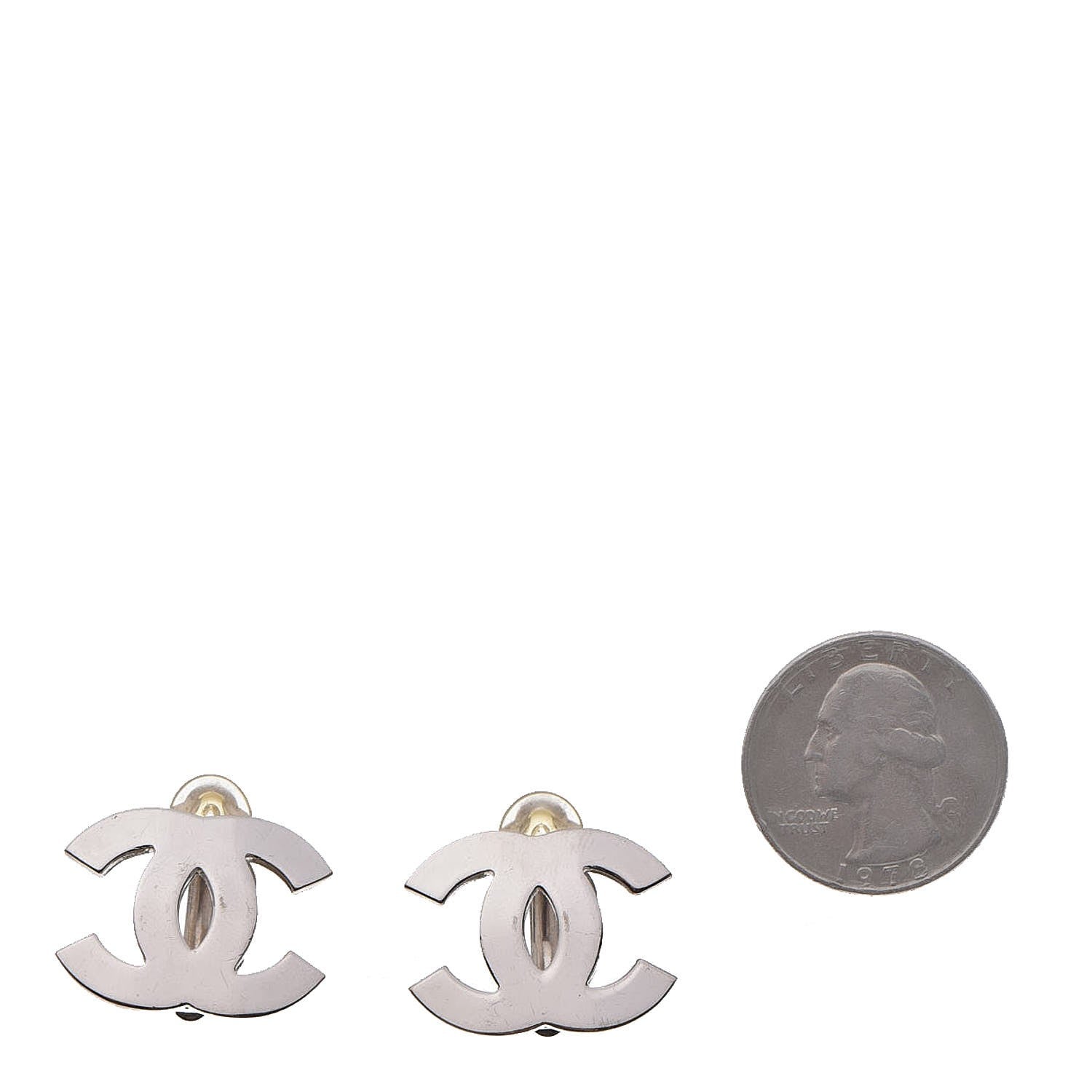Chanel CC Clip On Earrings Silver 2 of 5