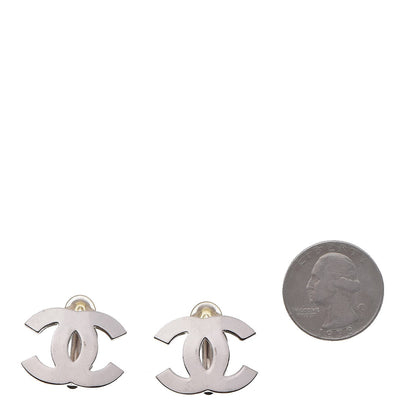Chanel CC Clip On Earrings Silver 2 of 5