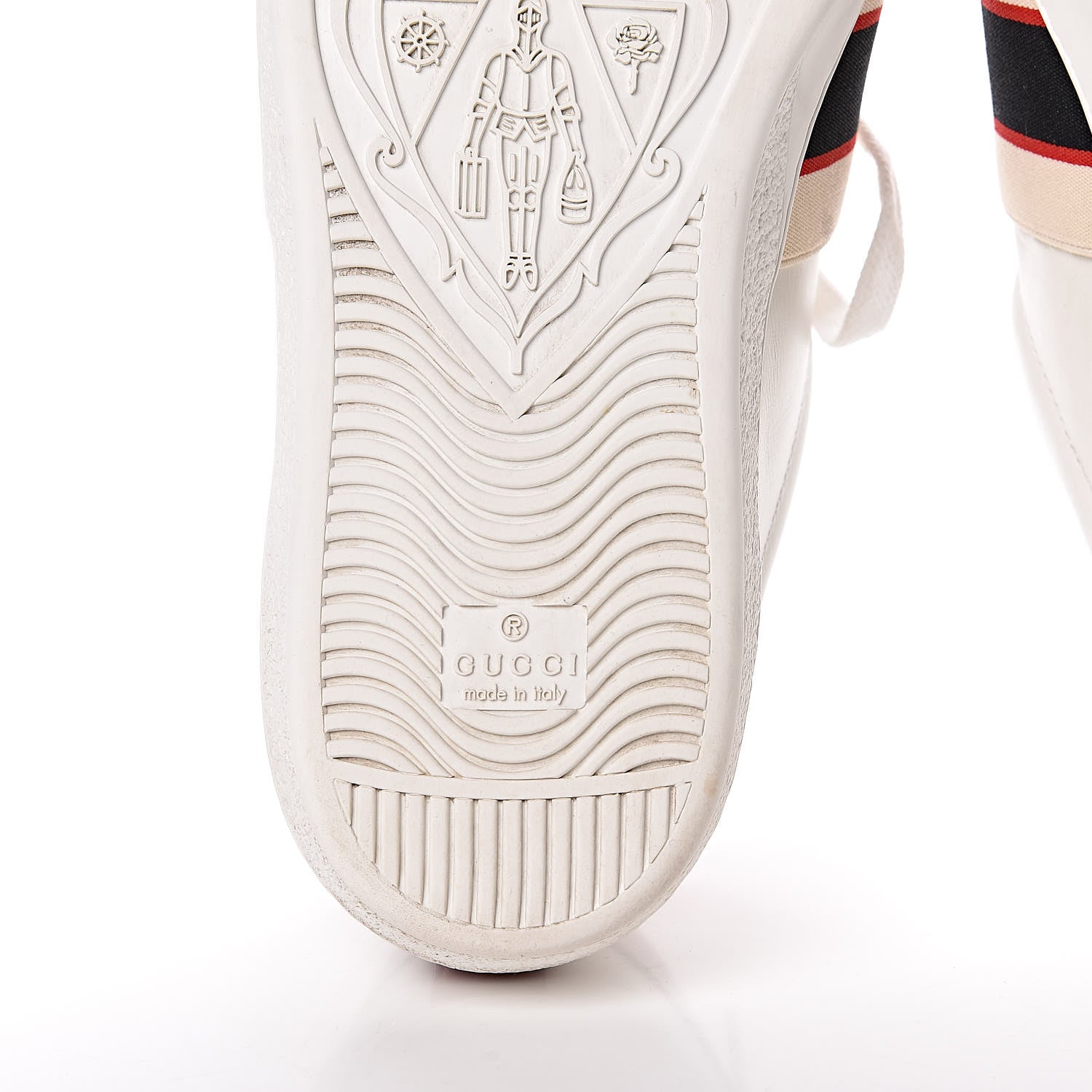 Gucci Calfskin Stripe Mens New Ace Sneakers 9.5 White Ecru Red Flame 14 of 15
