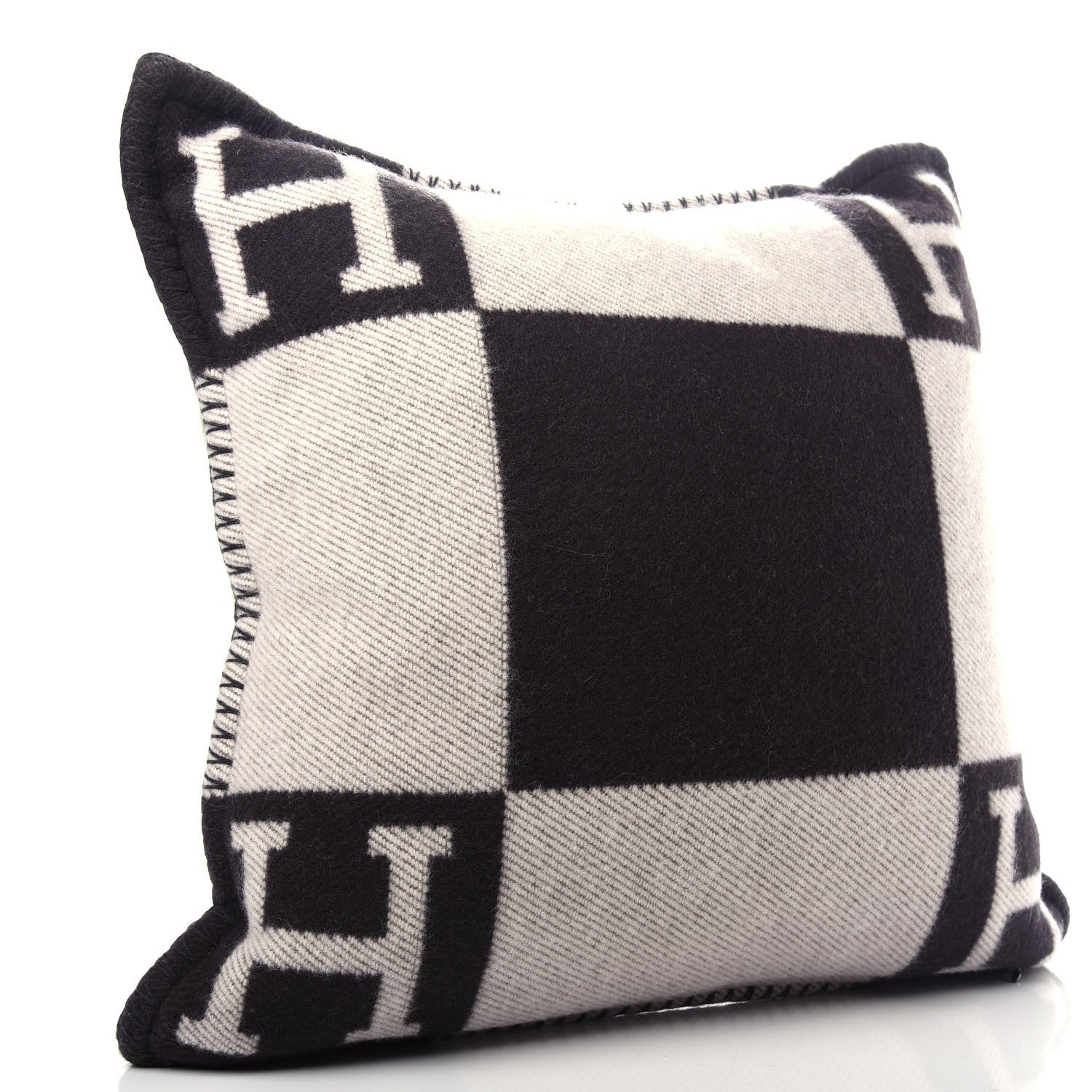 Hermes Wool Cashmere Avalon Pillow PM Ecru Gris Fonce 2 of 5