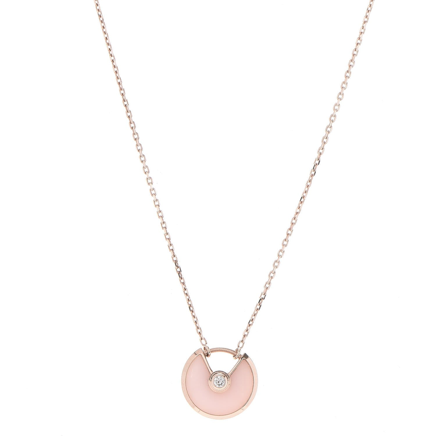 Cartier 18K Pink Gold Diamond Pink Opal XS Amulette de Cartier Pendant Necklace 1 of 7