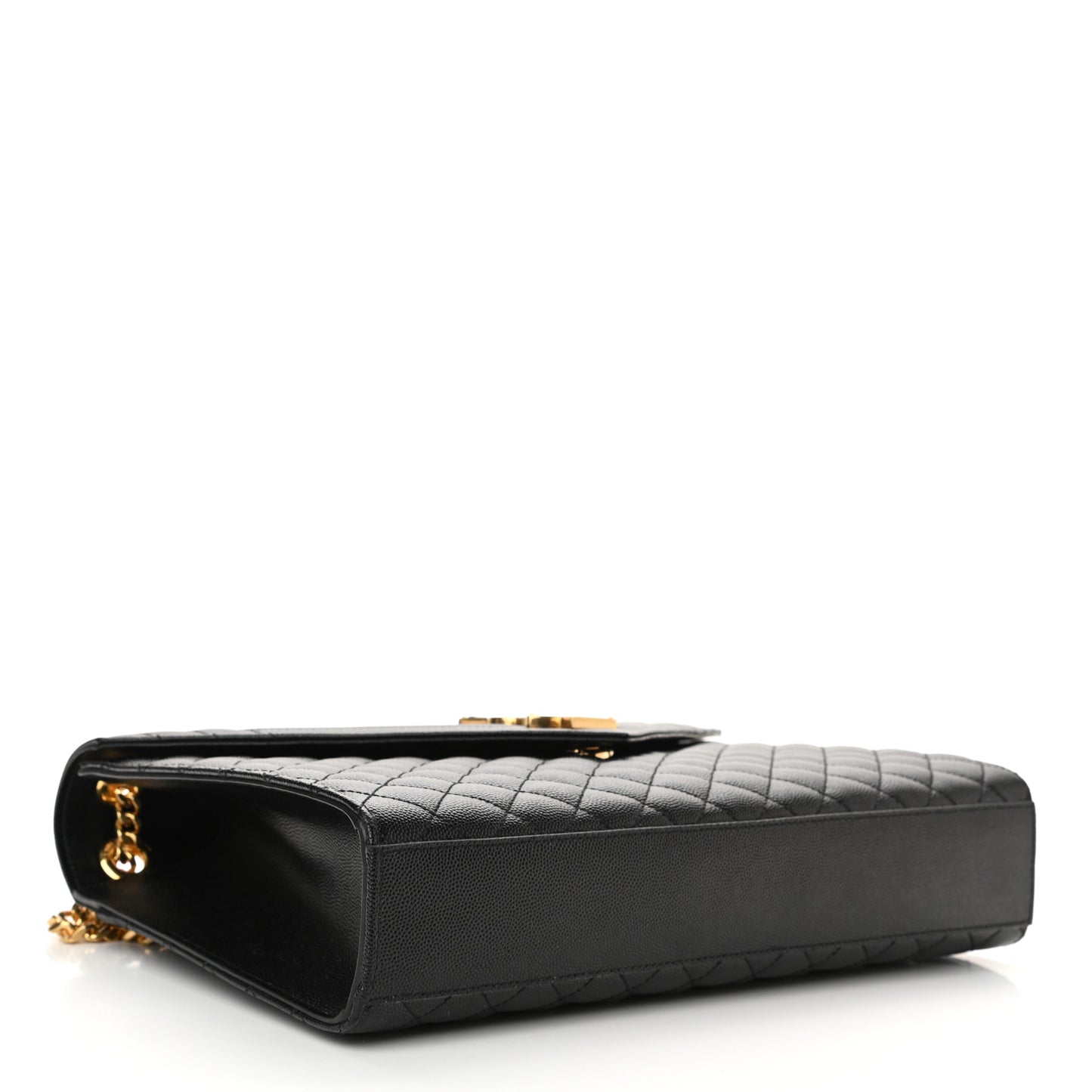Grain De Poudre Textured Mixed Matelasse Large Triquilt Monogram Satchel Black