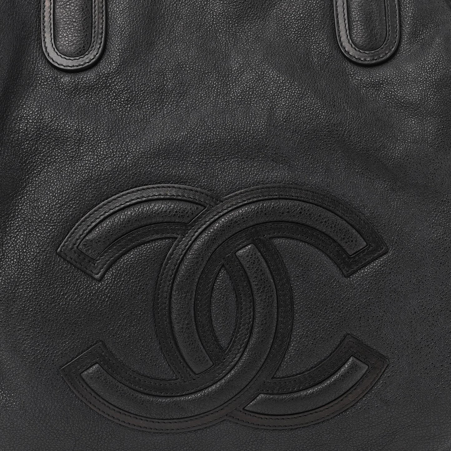 Washed Calfskin Drawstring Tote Black