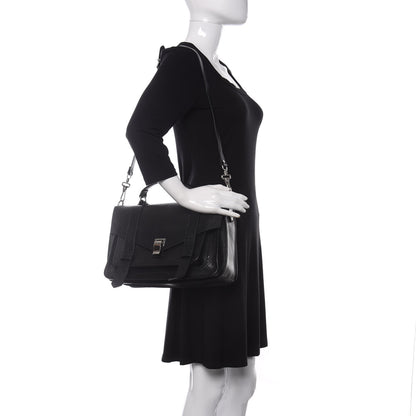 Proenza Schouler Lambskin Perforated Medium PS1 Satchel Black 2 of 12