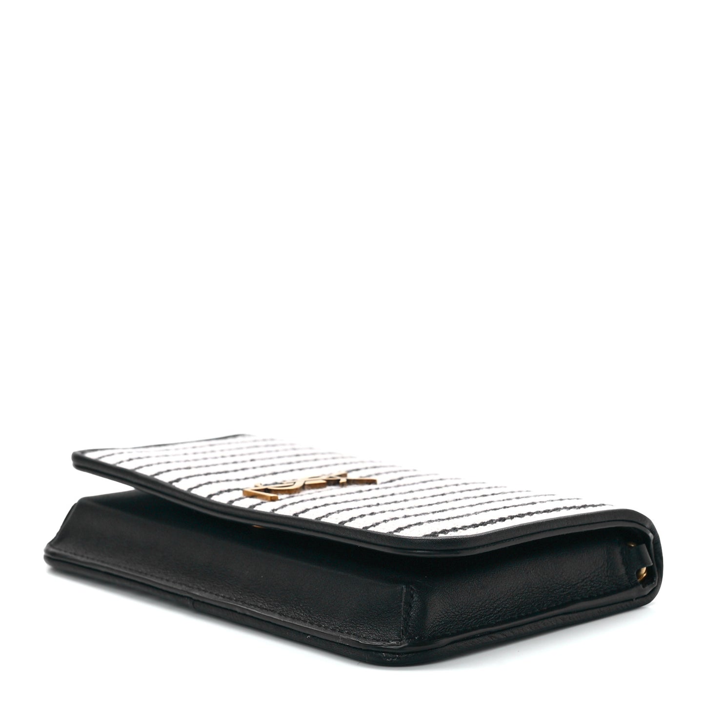 Canvas Striped Phone Holder Crossbody Beige Black