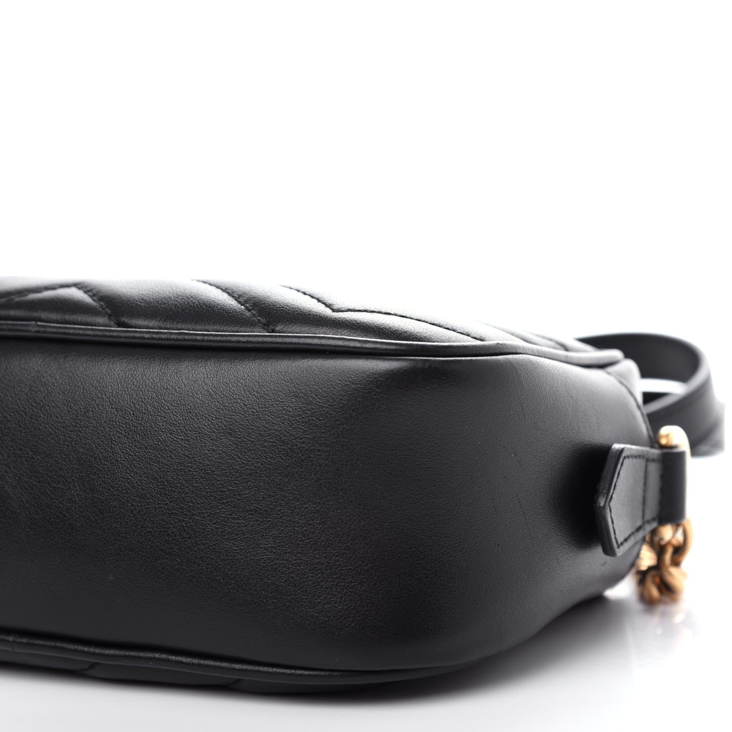 Gucci Calfskin Matelasse Mini GG Marmont Chain Shoulder Bag Black 9 of 11