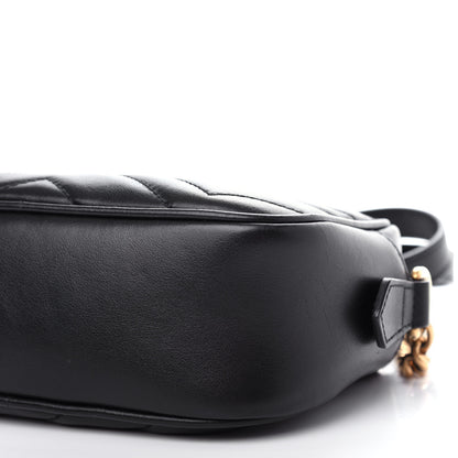 Gucci Calfskin Matelasse Mini GG Marmont Chain Shoulder Bag Black 9 of 11