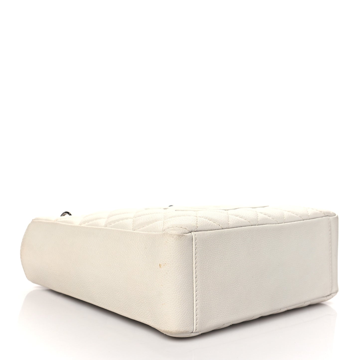 Caviar Quilted Petit Shopping Tote PST White