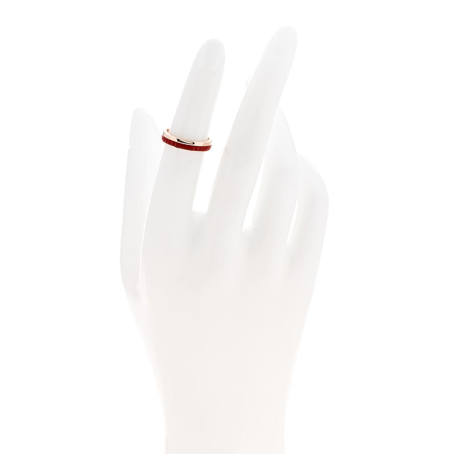 18K Pink Gold Red Ceramic Quatre Classique Wedding Band Ring 48 4.5