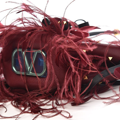Valentino Garavani Calfskin Feather VLogo Bucket Bag Cerise 9 of 10