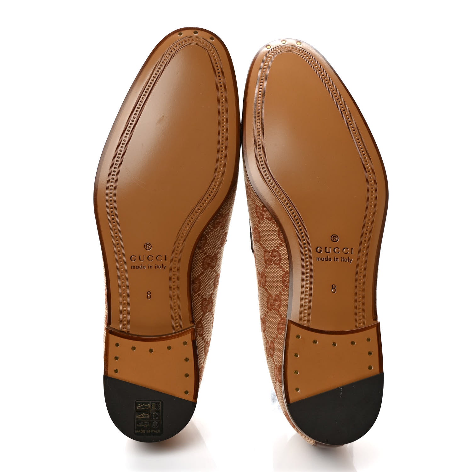 Gucci Canvas GG Monogram Horsebit Mens Jordaan Loafers 8 Beige Ruggine Light Brown 5 of 7