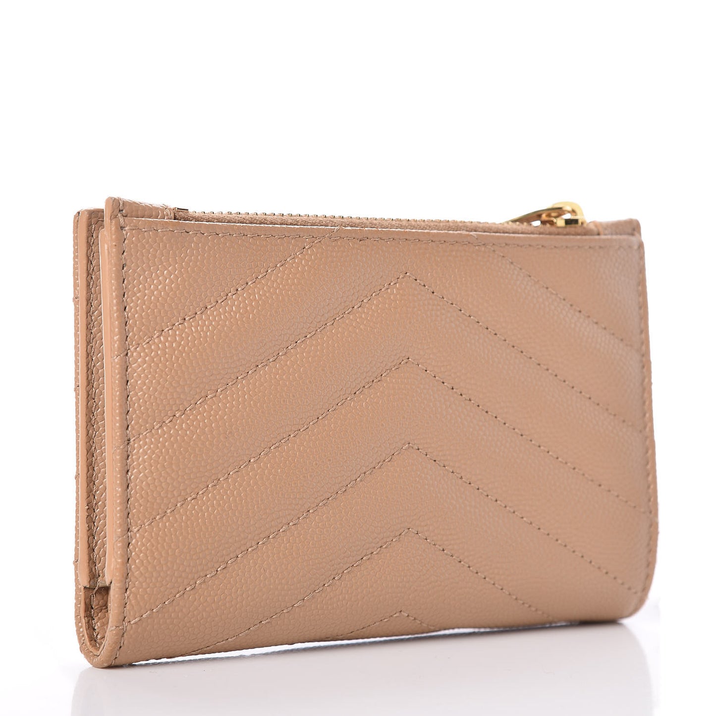 Grain De Poudre Matelasse Chevron Monogram Zipped Two-Part Wallet Cork