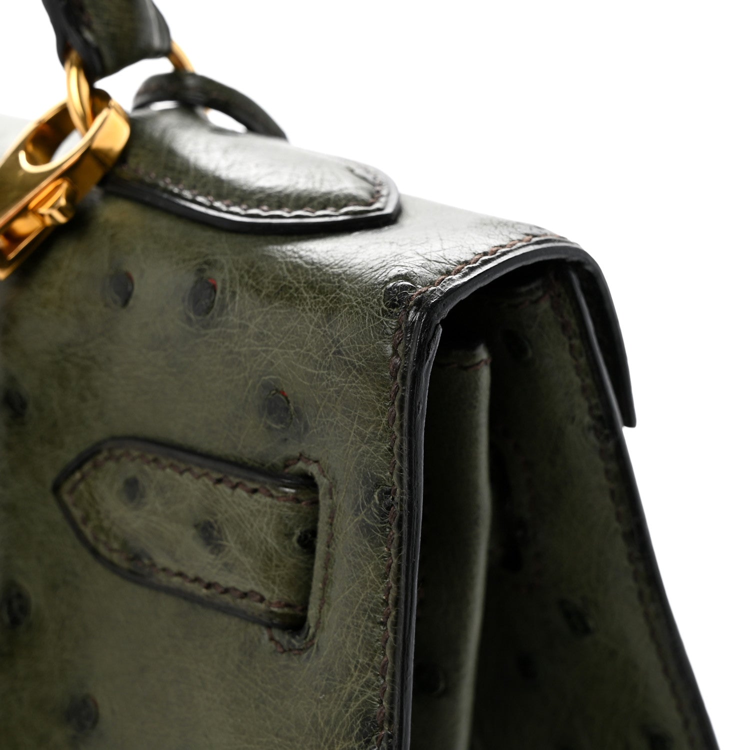 Hermes Ostrich Kelly Sellier 32 Vert Olive 14 of 15