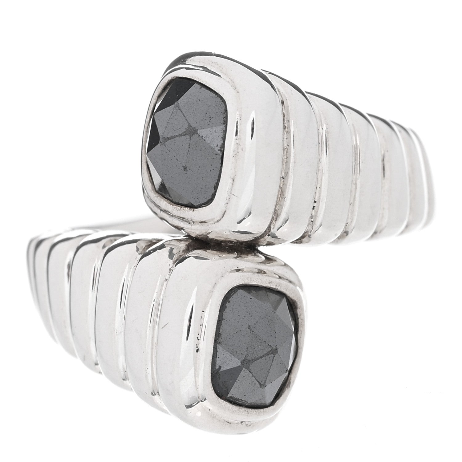 John Hardy Sterling Silver Hematine Bedeg Bypass Ring 54 7 1 of 4