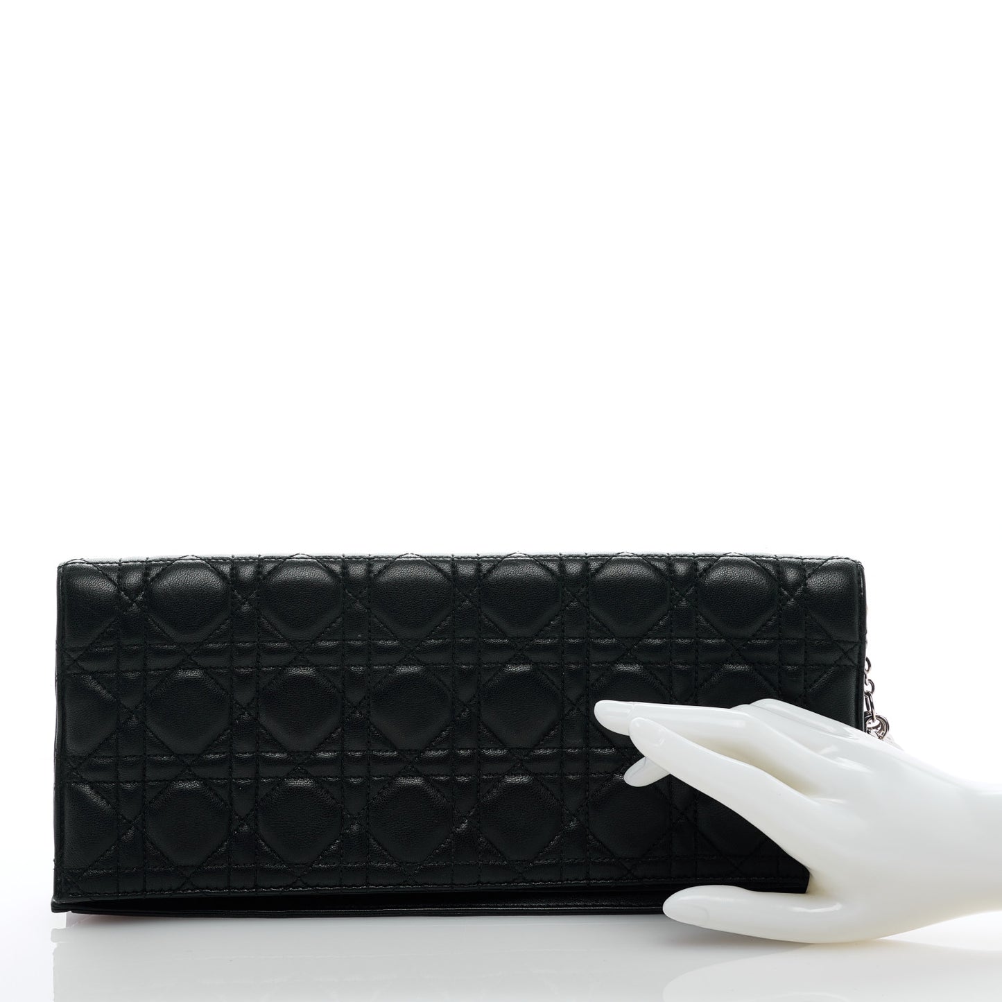 Lambskin Cannage Large Lady Dior Convertible Clutch Black