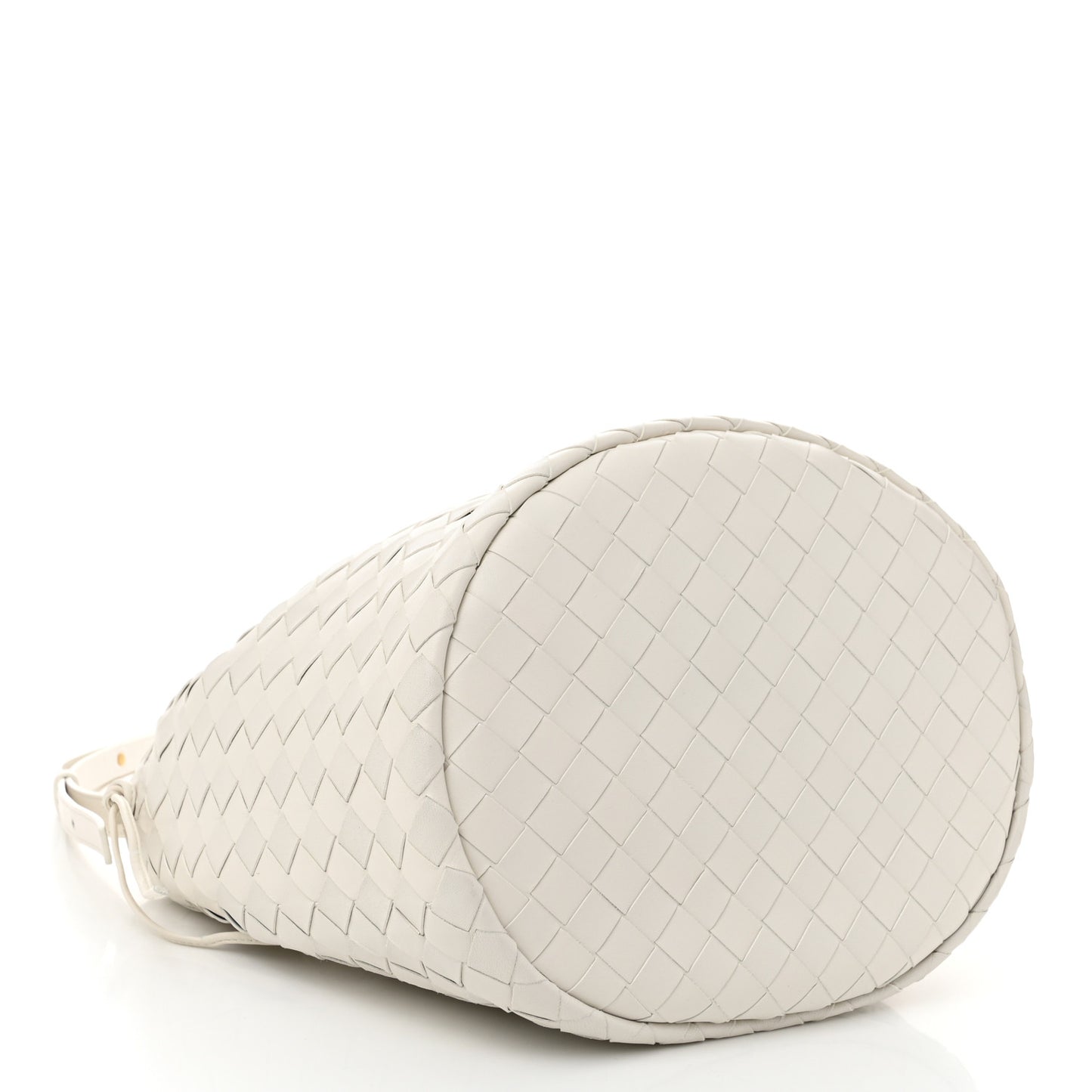 Calfskin Intrecciato Small Castello Bucket Bag White