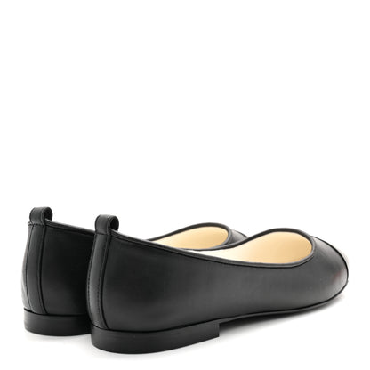 Chanel Lambskin Patent Calfskin Cap Toe Ankle Chain Ballerina Flats 39 Black 4 of 9