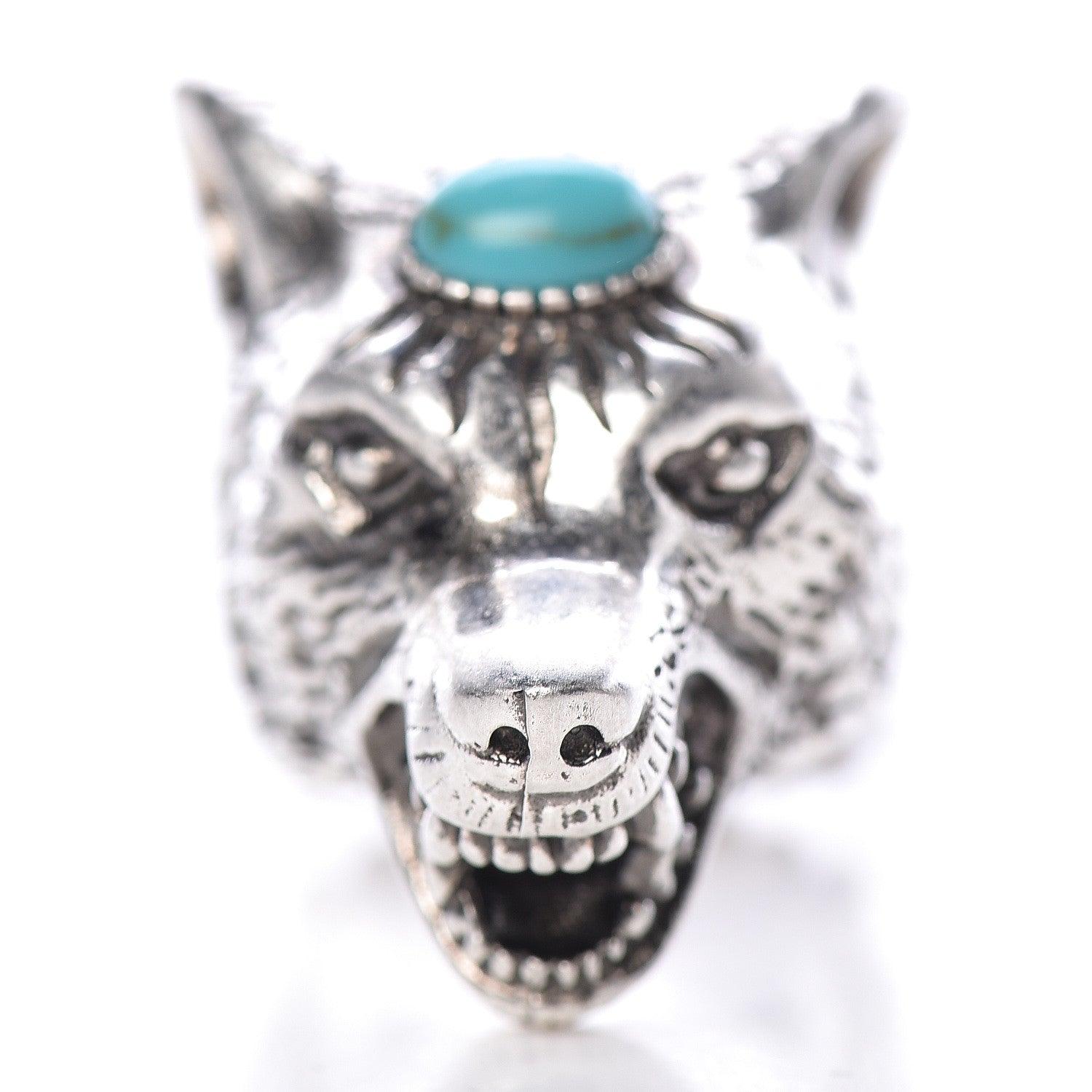 Gucci Sterling Silver Resin Anger Forest Wolf Head Ring 9 4 of 9