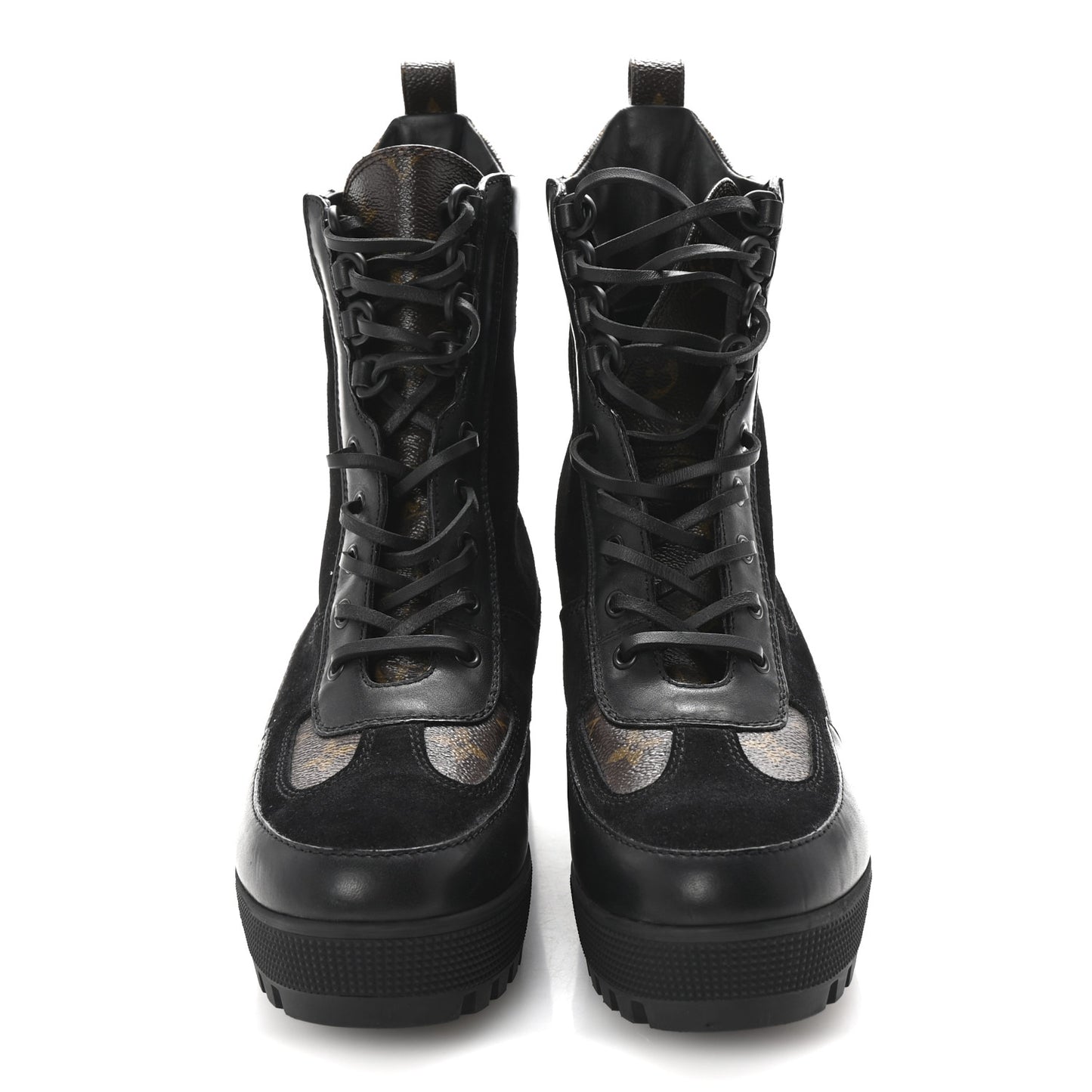 Suede Calfskin Monogram Laureate Platform Desert Boots 40 Black
