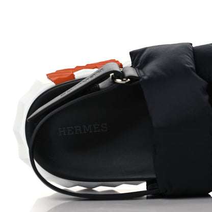 Hermes Parachute Fabric Calfskin Womens Electric Sandals 39 Black 6 of 8